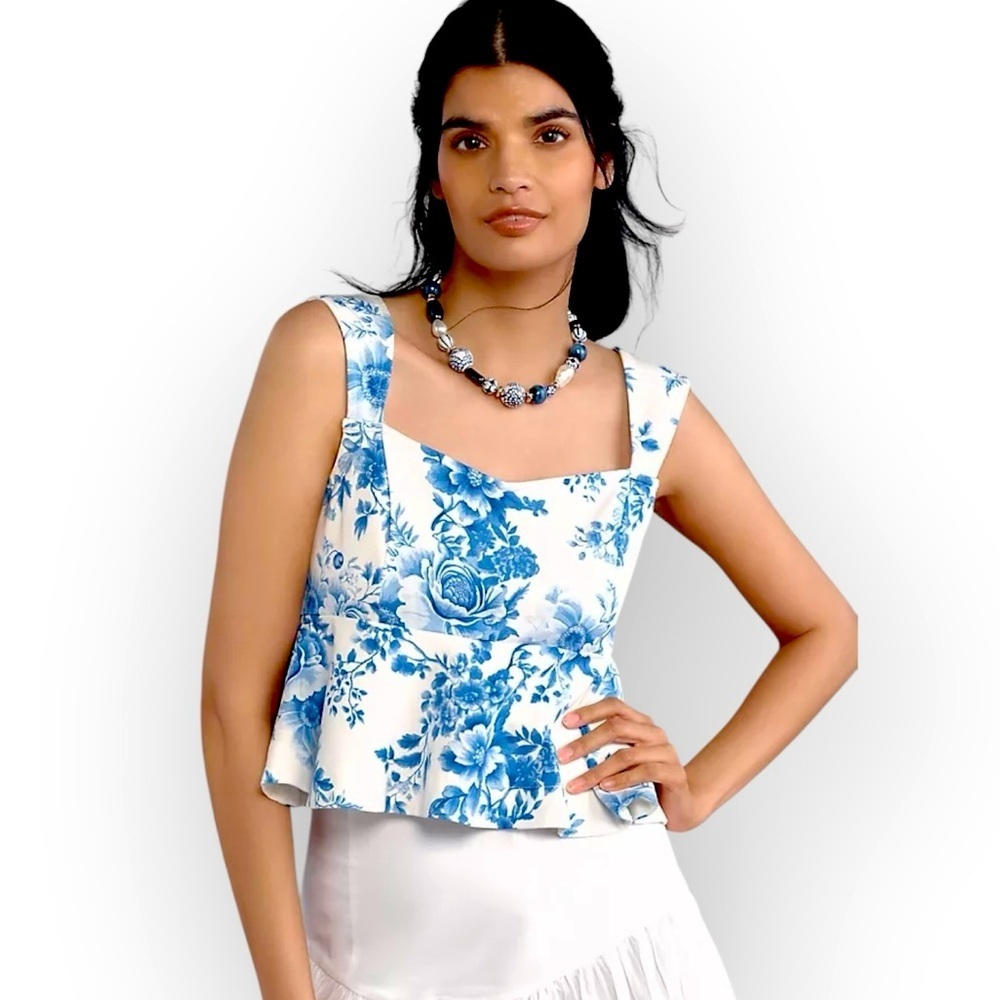 Maeve By Anthropologie Square-Neck Peplum Tank Top